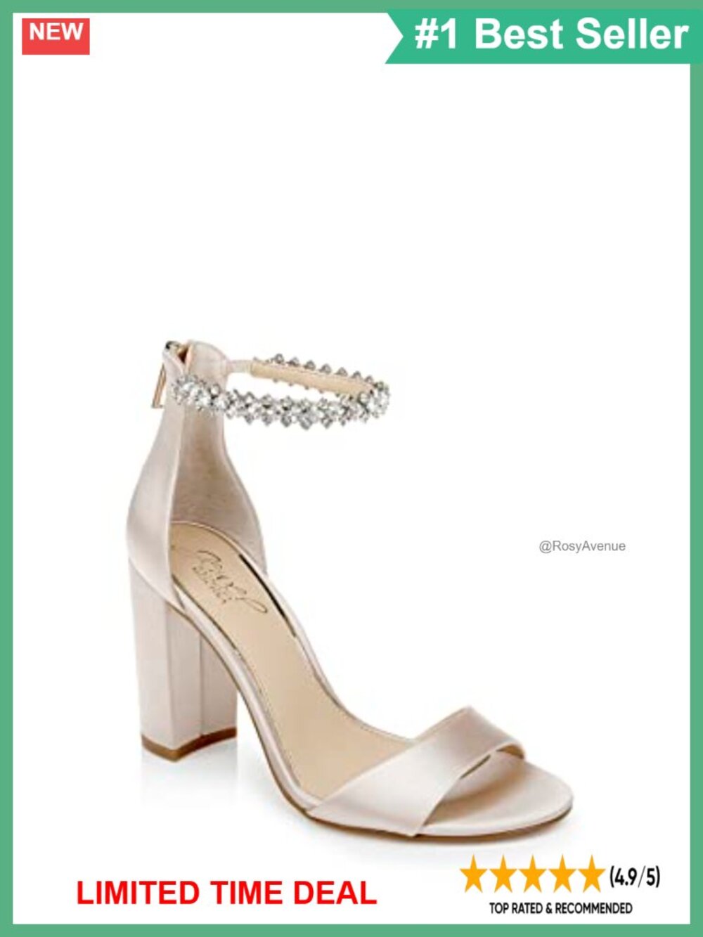 Jewel Badgley Mischka Louise Peep-Toe Block Heel Sandal